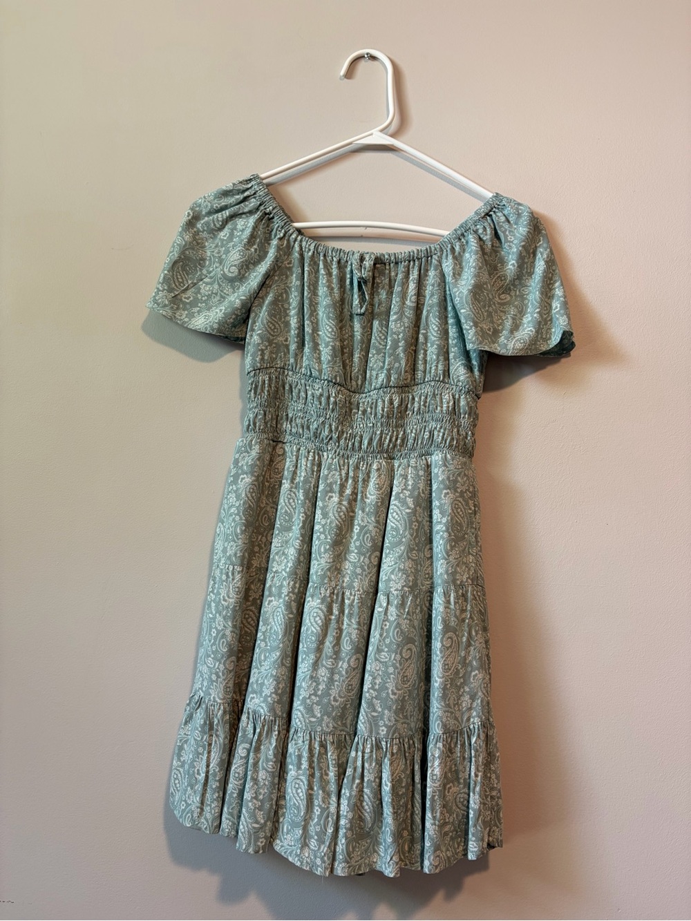Girls' Paisley Dress in Mint Green